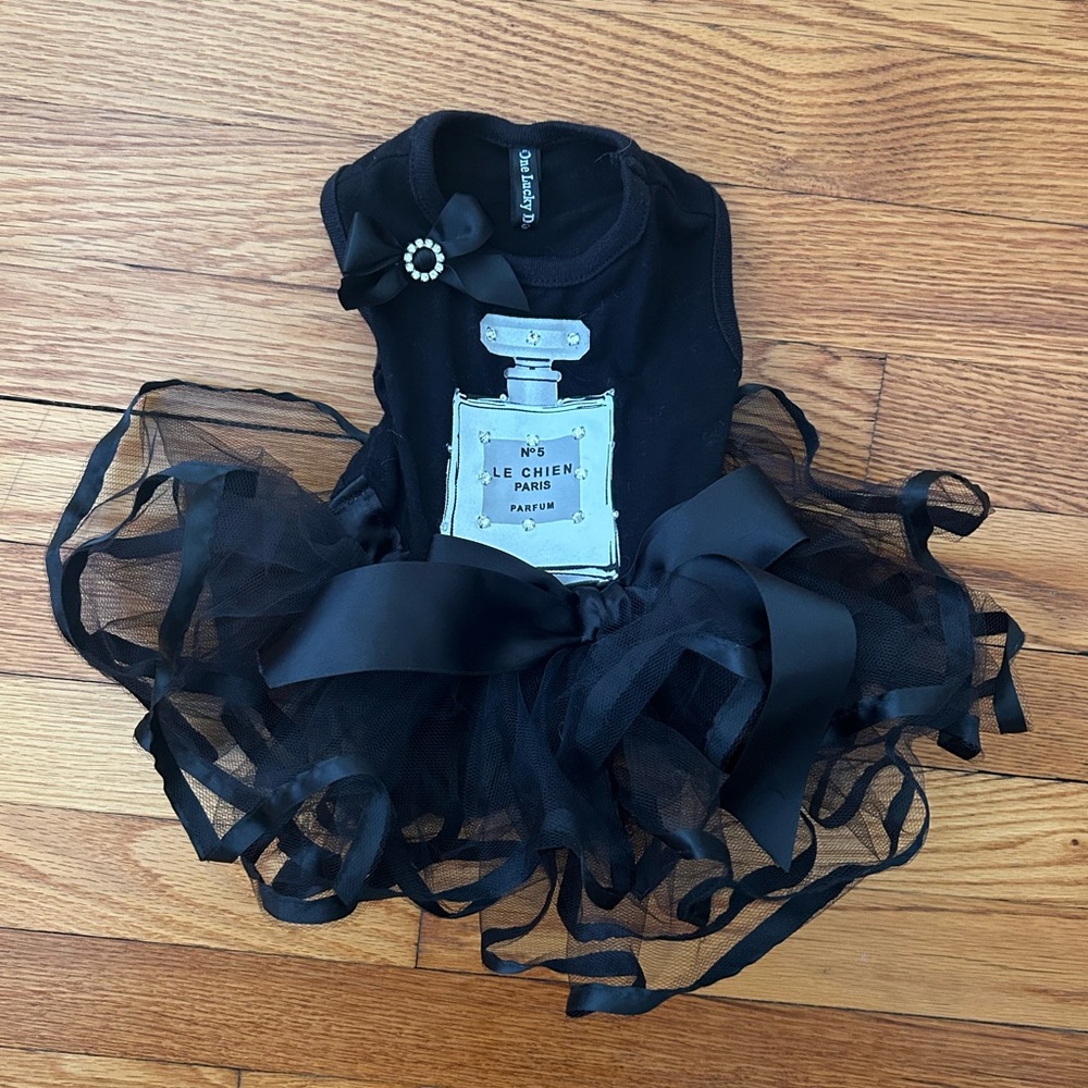 One Lucky Dog Couture Black Dog Dress, Size Medium